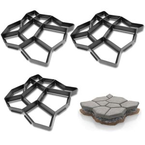 3 Stampi per Pavimentazione Giardino Effetto Pietra 43×43 cm