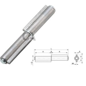 Cerniera a saldare 100.80 con 2 ali con perno sfilabile zincato lunghezza 80 mm
