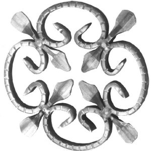 Rosone in ferro battuto 30/7 in piatto 10×5 lunghezza diagonale 16 cm