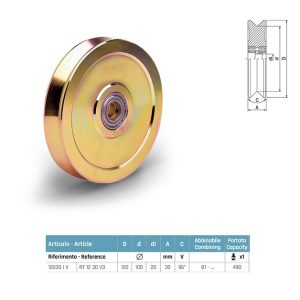 Ruote gola v 12030IV con 2 cuscinetti diametro 120 mm con perno ingrassatore