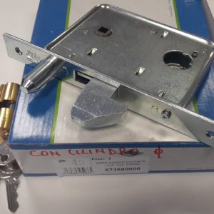 Serratura MG 573580 a gancio per cancelli scorrevoli con cilindro tondo entrata 58