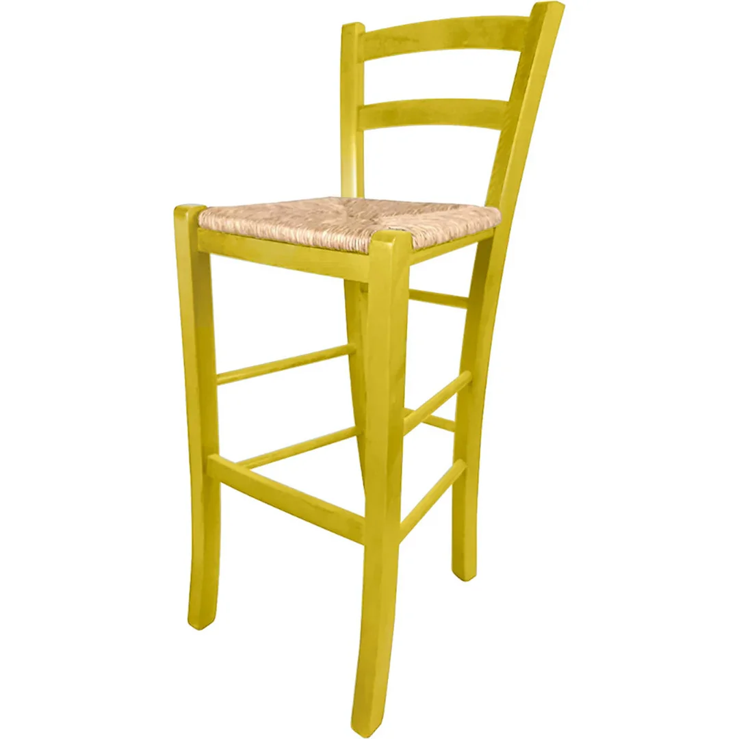Sgabello legno rustico giallo - immagine 2